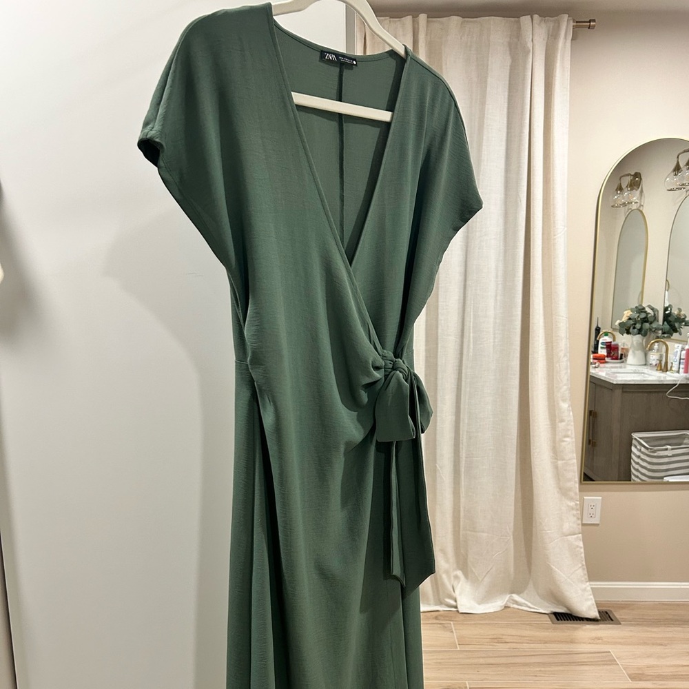 Zara Sage Green Wrap Dress